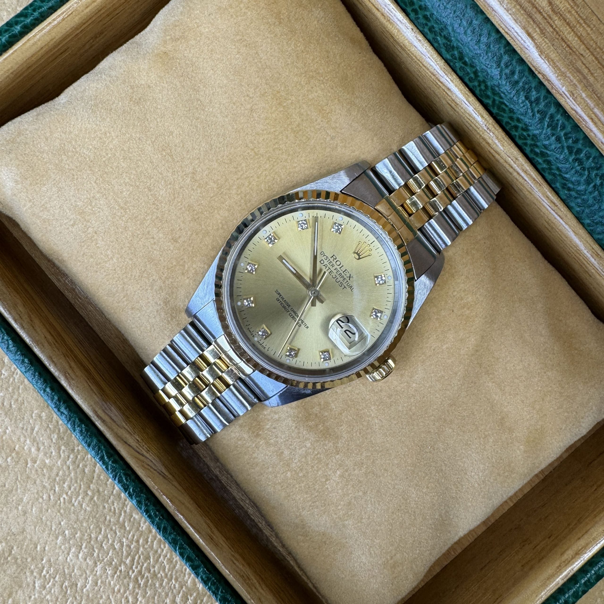 Rolex Datejust 36mm 16233 Champagne Diamond Dial