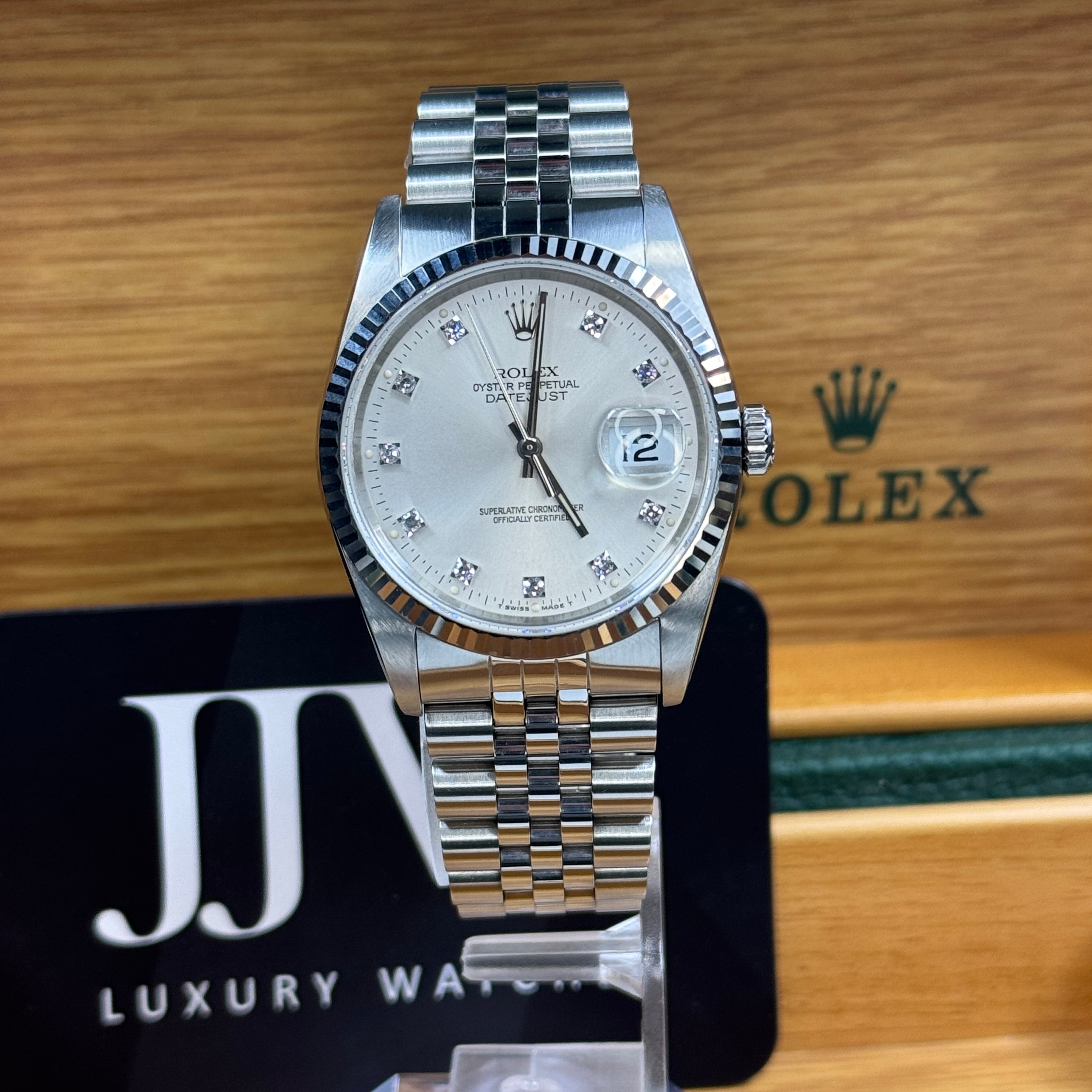 Rolex Datejust 36mm 16234 Silver Diamond Dial 1991