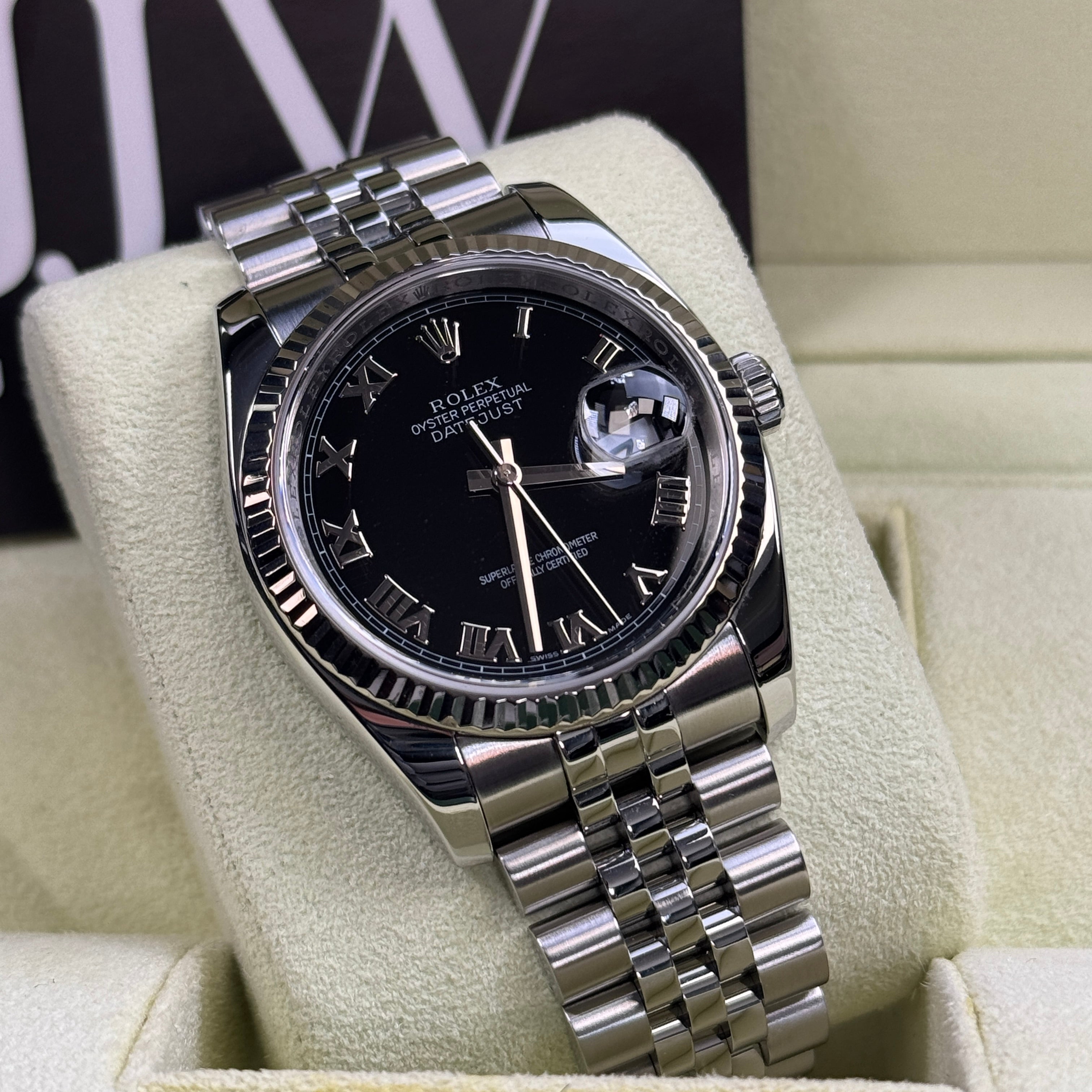 Rolex Datejust 36mm 116234 Black Roman Dial 2010